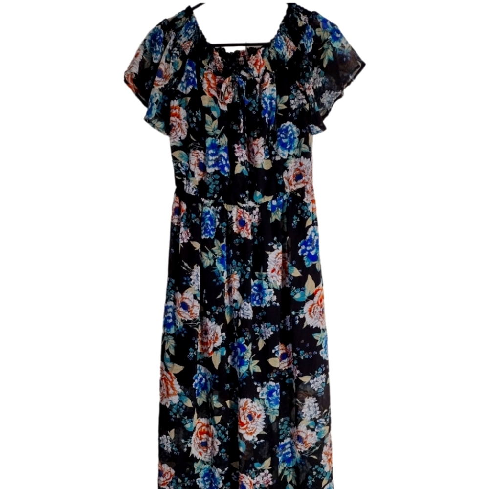 Black/blue floral As U Wish dress, size M